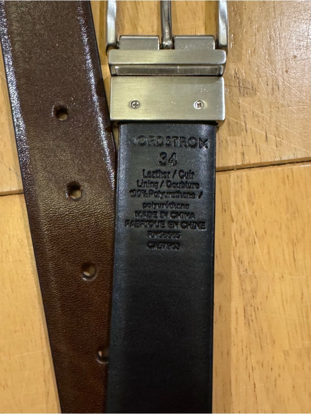 Nordstrom Two-Tone Leather Belt in Brown and Black with Silver Buckle